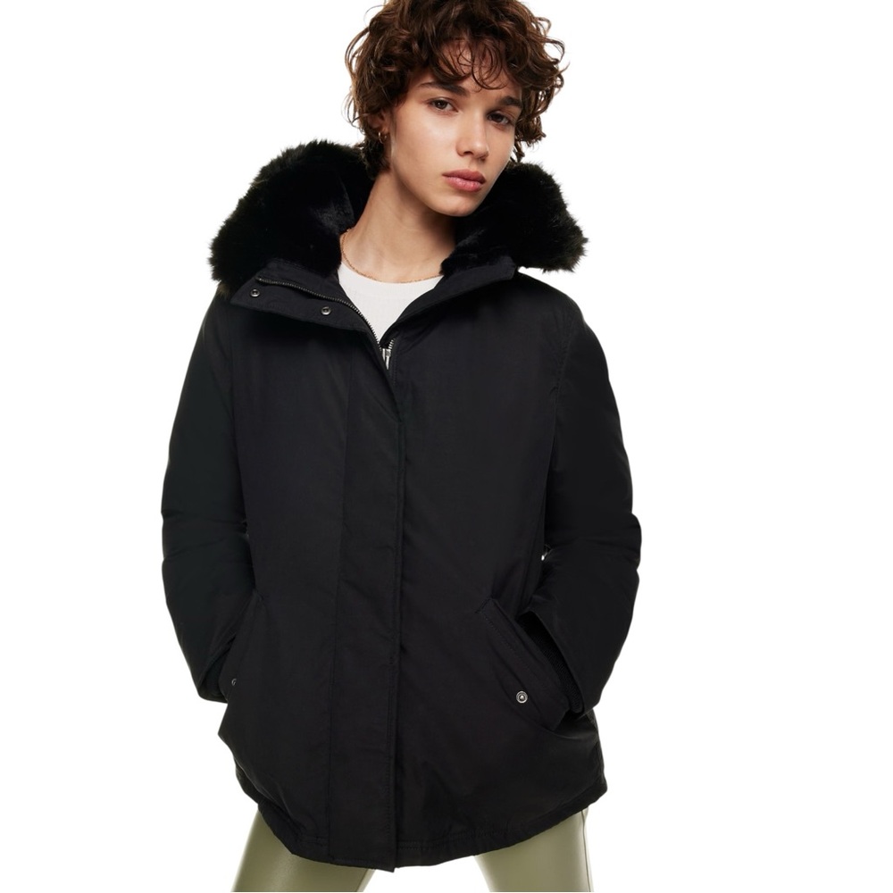 Aritzia Wilfred Mont Blanc Short Parka Goose Down Black Winter Jacket Women’s M - Picture 6 of 17